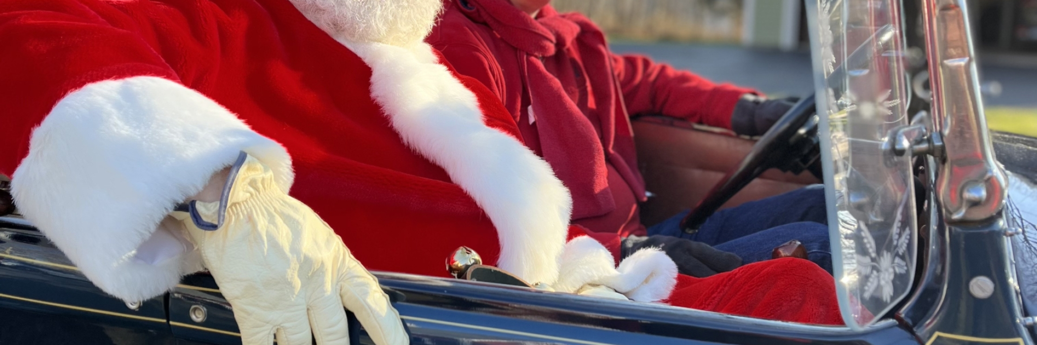 Santa in vintage car